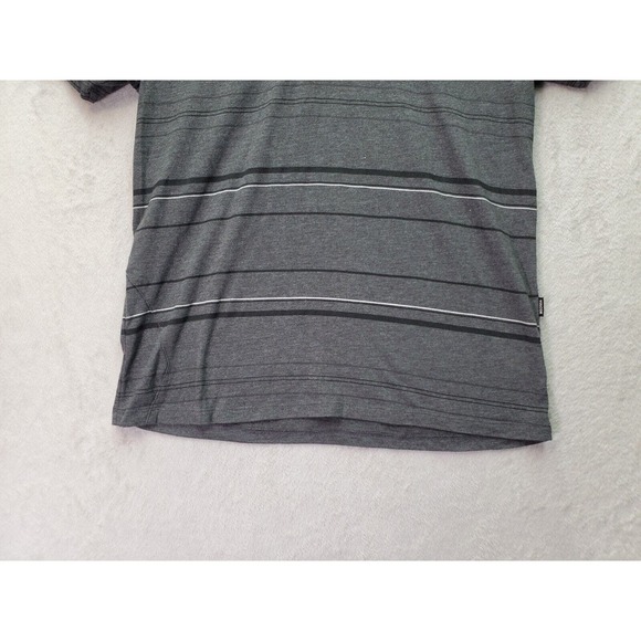 Volcom Polo Shirt Boys Medium Gray Striped Cotton Short Casual Sleeve Collared - Picture 3 of 8